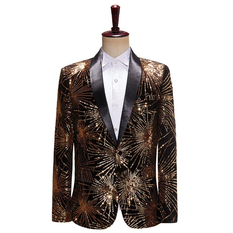 Black and White Fireworks Sequins Blazer