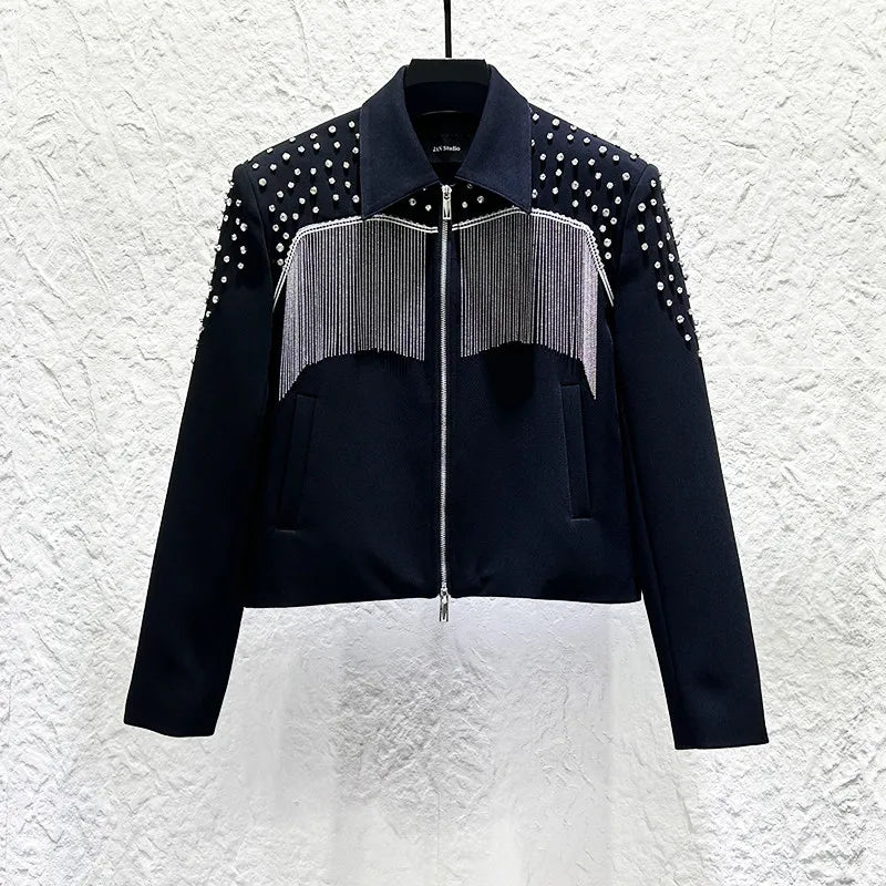 Punk Rock Rhinestone Tassel Jacket