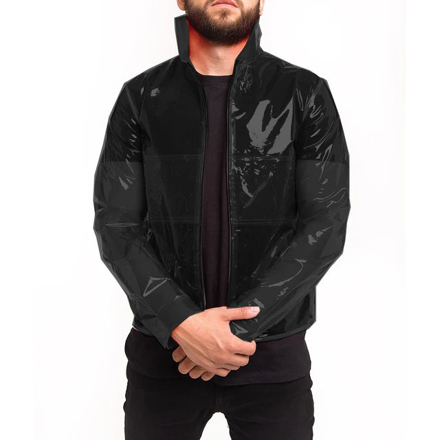 Clear PVC See-through Stand Collar Long Sleeve Jackets