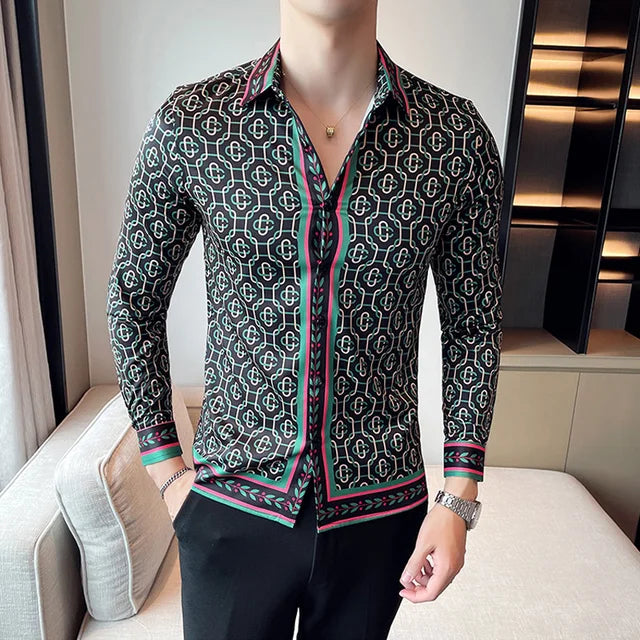 Fashion Striped Printed Fit Shirt