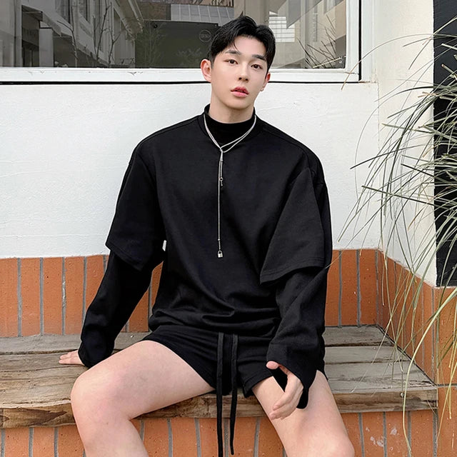 Stand Collar Sweatshirt Shorts Set