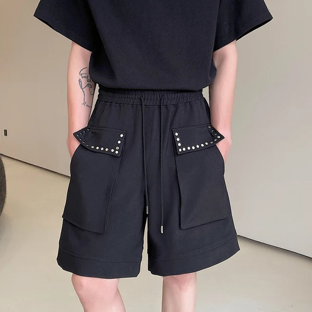 Elastic Waist Wide Leg Casual Shorts