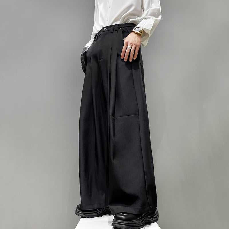 Pleated Design Loose Wide-Leg Trousers