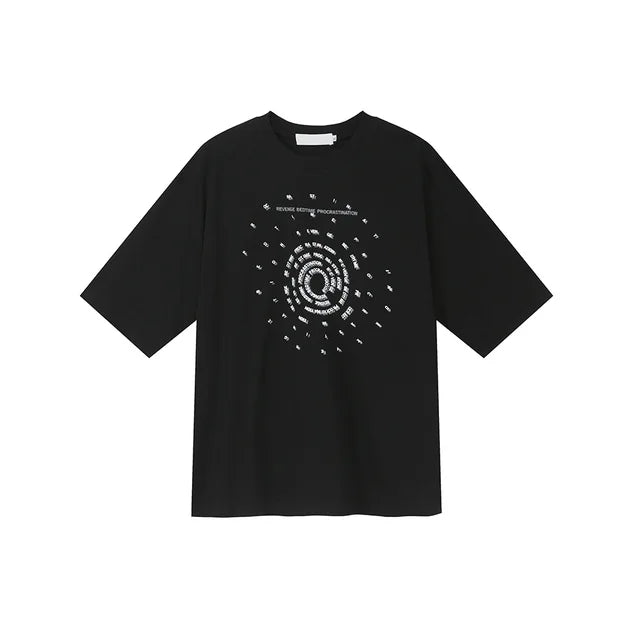 Letter Star River Print Loose T-Shirt