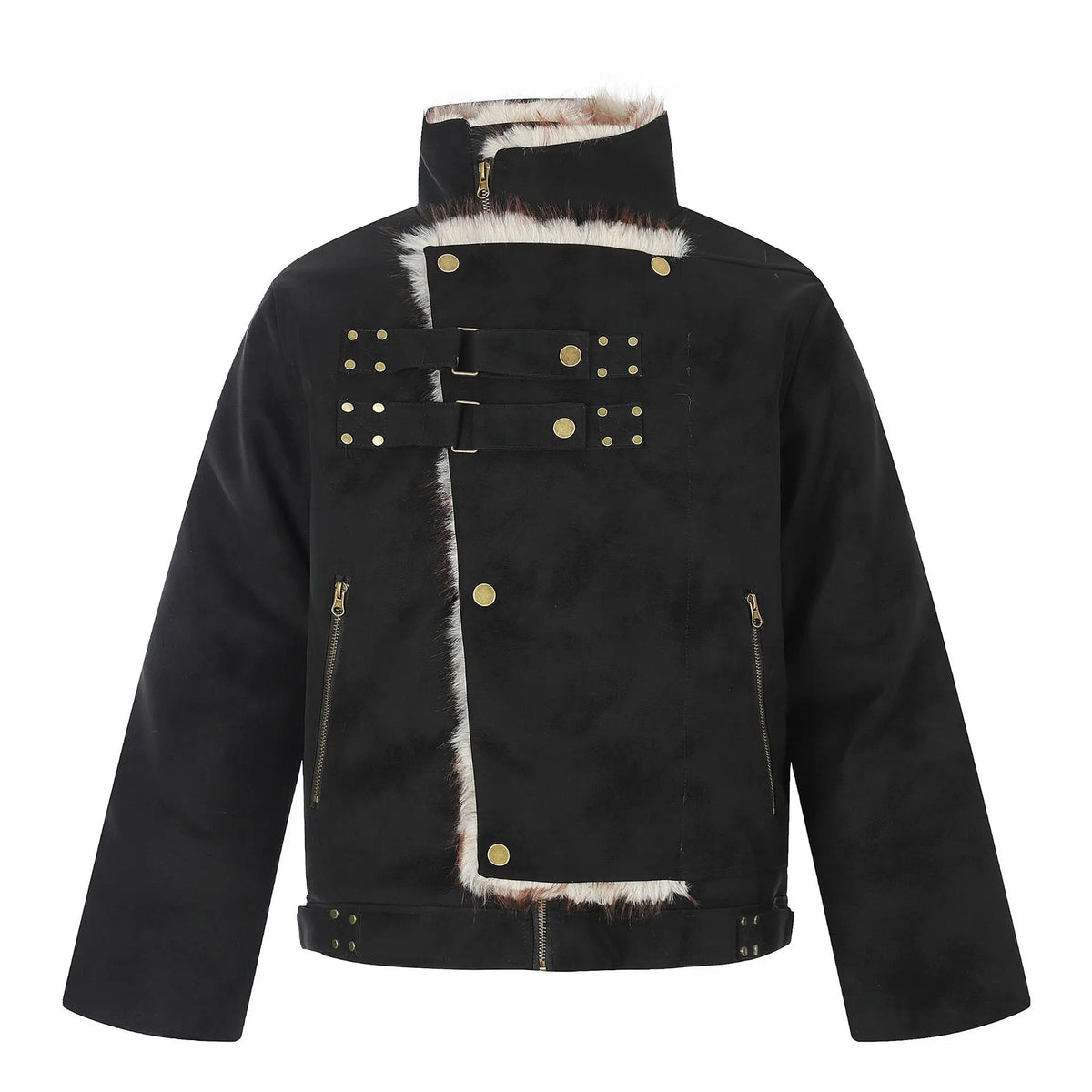 Retro Solid Placket Stand Collar Jacket