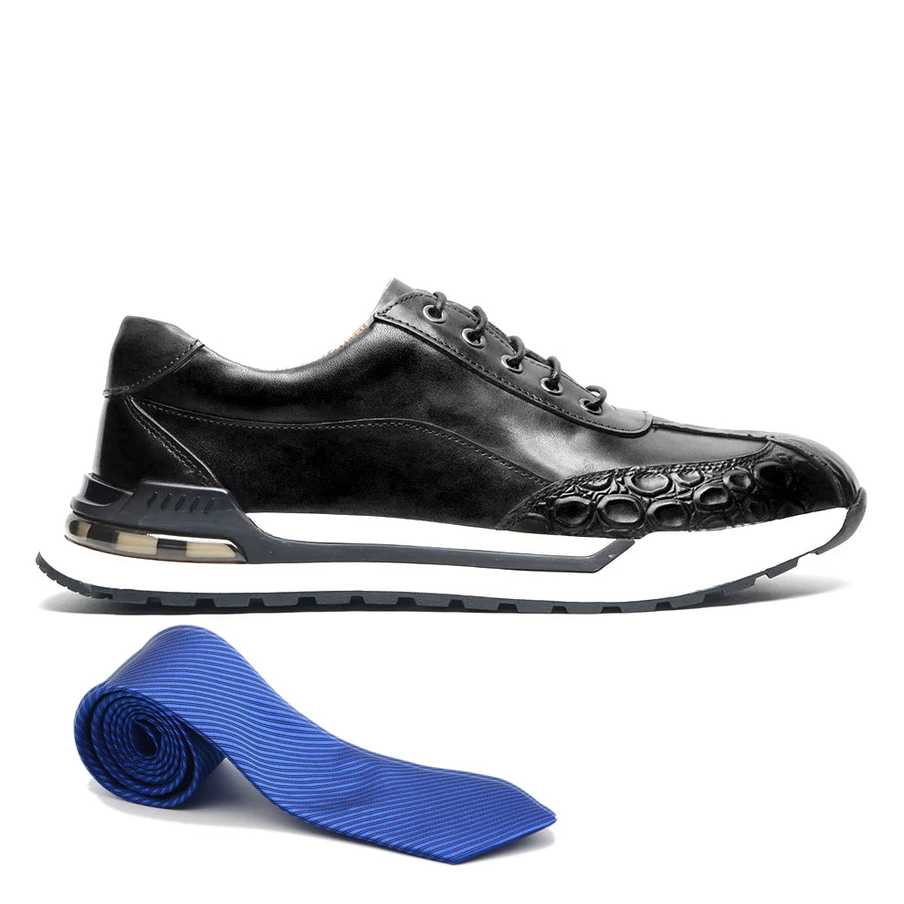 Double Color Crocodile Print Men's Shoes