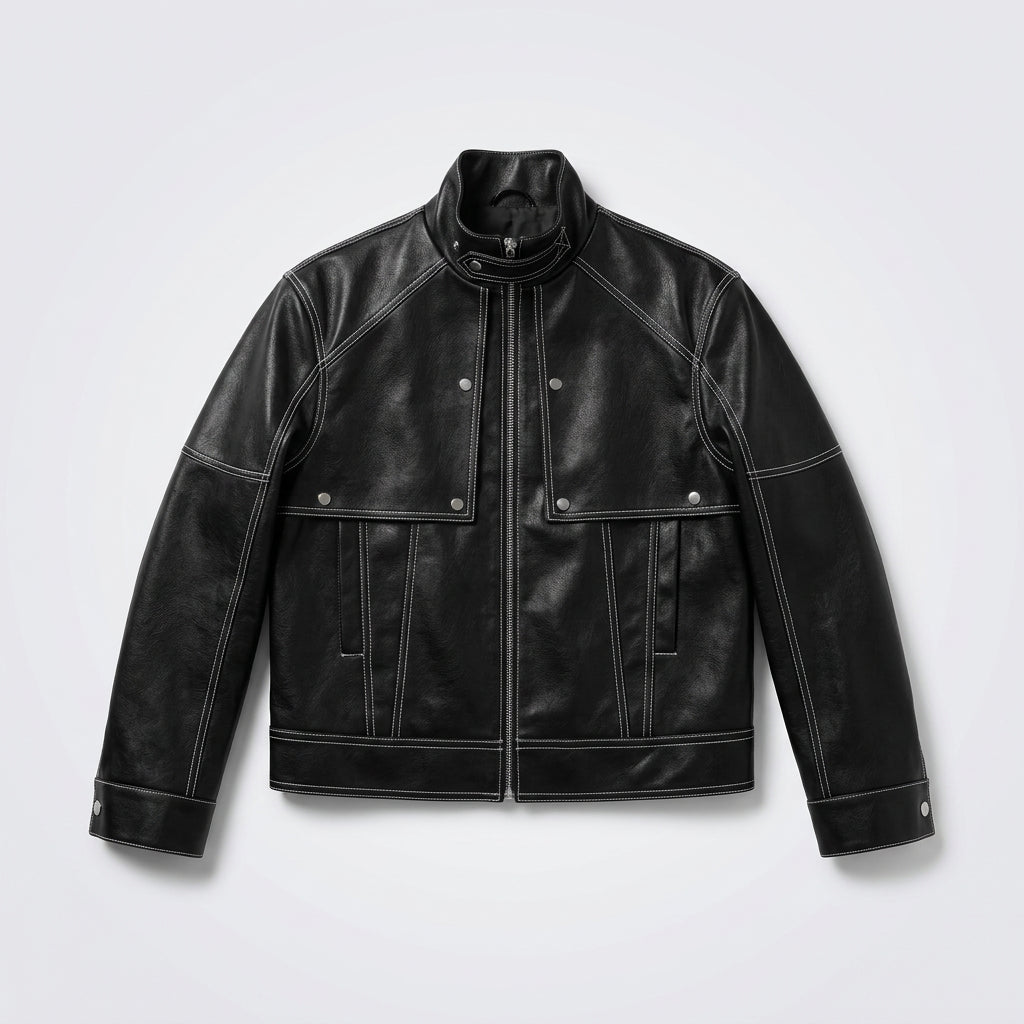 Y2k Matte Biker Outside Stitch Jacket