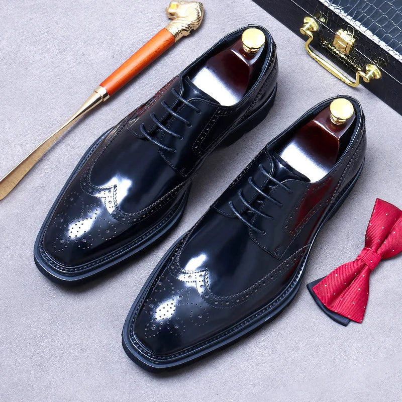 Vintage Style Leather Wingtip Brogue Shoes