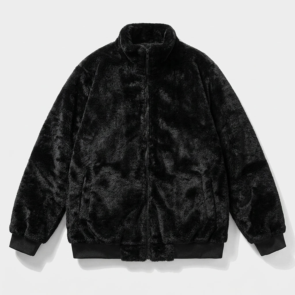 Striped Warm Fur Thick Loose Jacket