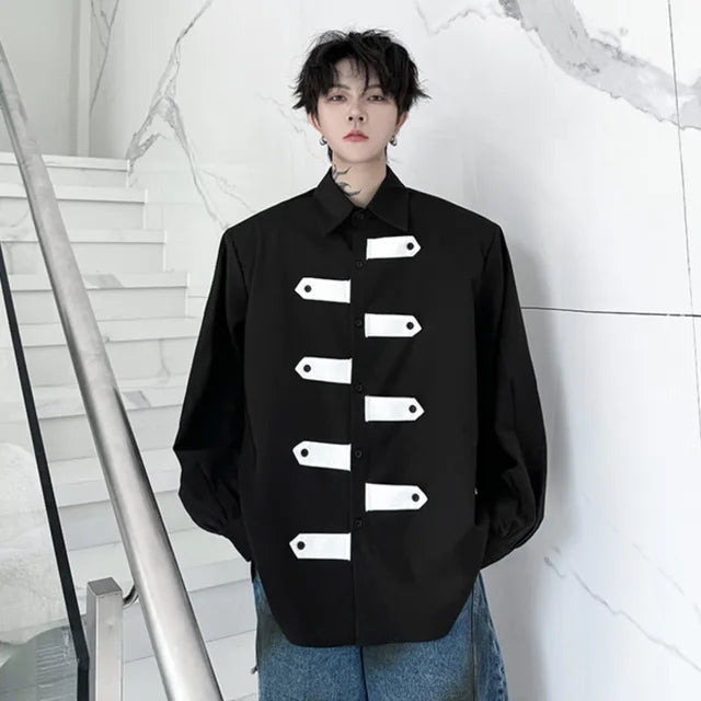 Contrast Color Patchwork Loose Shirt