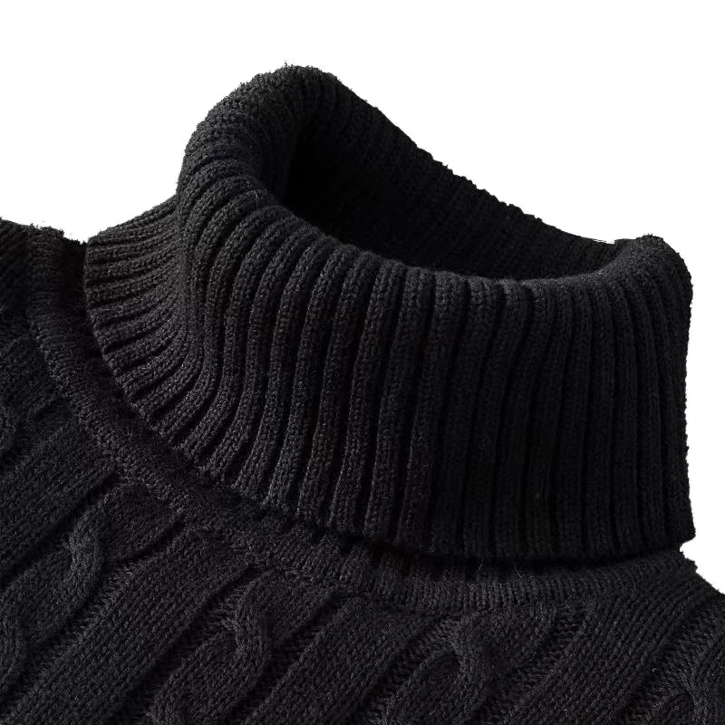 Casual Solid Cable-knit Turtleneck Sweater