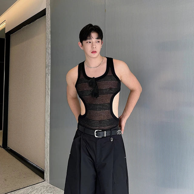 Hollowed Side Waist Polyester Tank Top