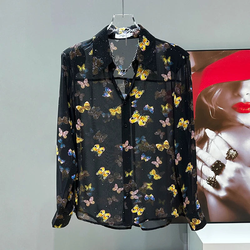 Butterflies Thin Slightly Transparent Shirt