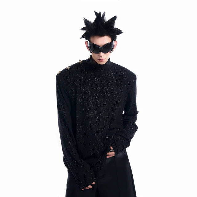 Sparkle Solid Turtle Neck T-Shirt