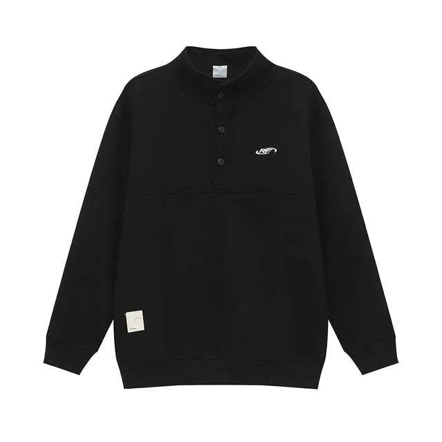 Stand Collar Letter Embroidery Sweater