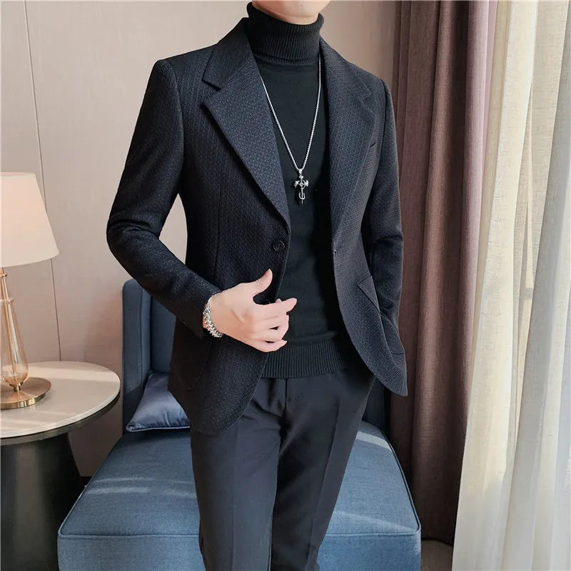 Stylish Textured Tuxedo Blazer