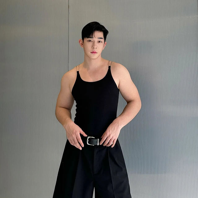 Solid Metal Straps Knitted Tank Top