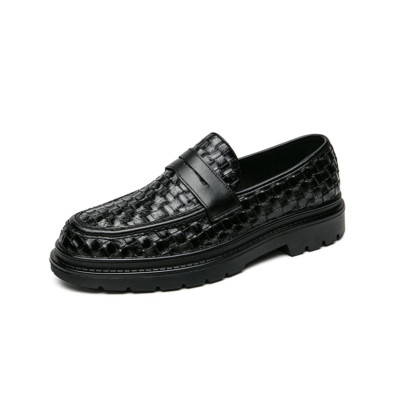 Checkered Woven Pattern Men's Loafers