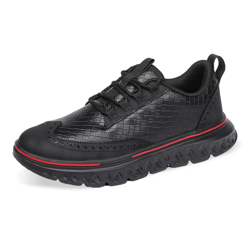 Casual Solid Woven Texture Brogues Sneakers