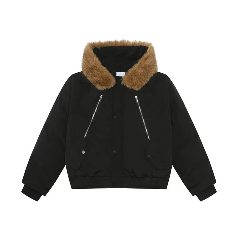 Large Fur Collar Hooded Men's Jacket