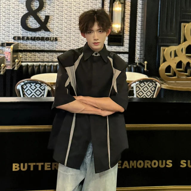 Fashion Patchwork Short Sleeve Shirt