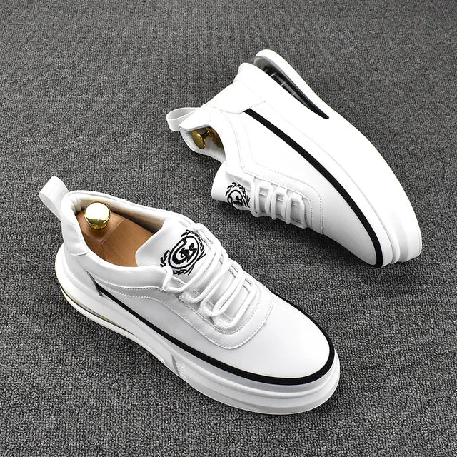 White Line Color Genuine Leather Sneakers