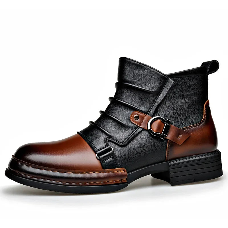 Retro Zipper Motorcycle Men's Boots