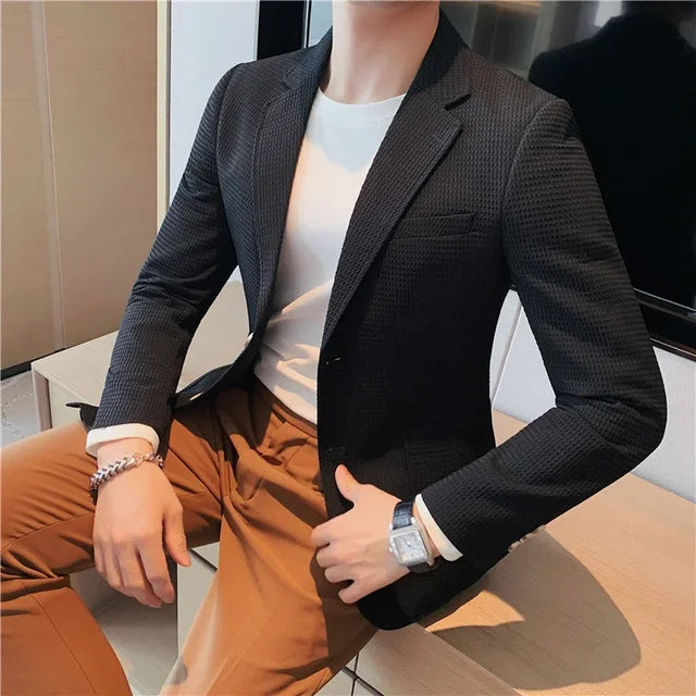 Casual Waffle Solid Slim Fit Blazer