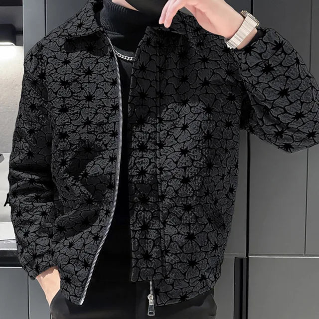 Floral Print Zippered Men's Jacket