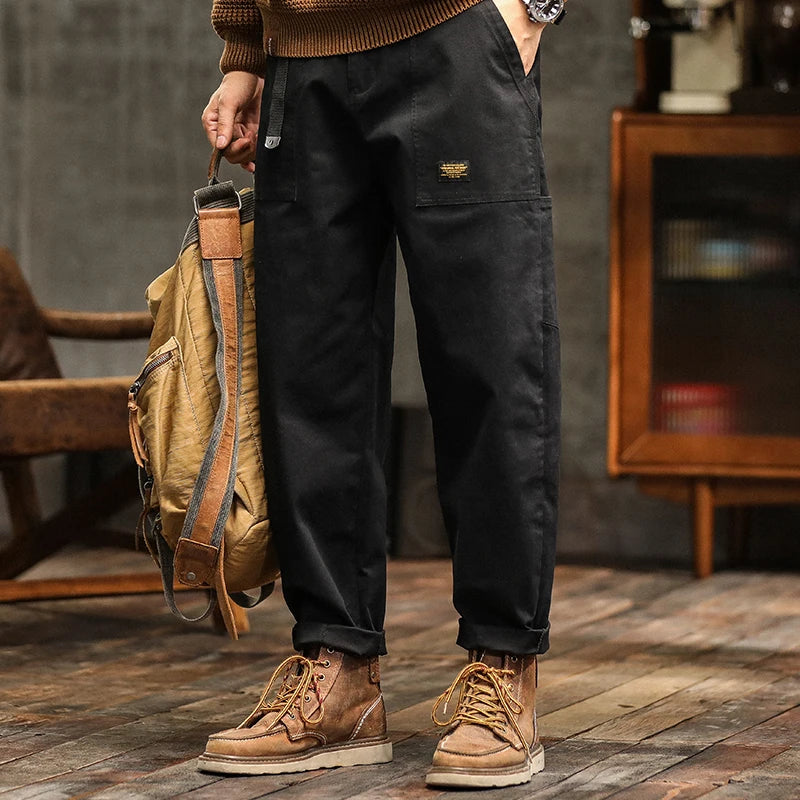 Cotton Mid-Waist Cargo Pants
