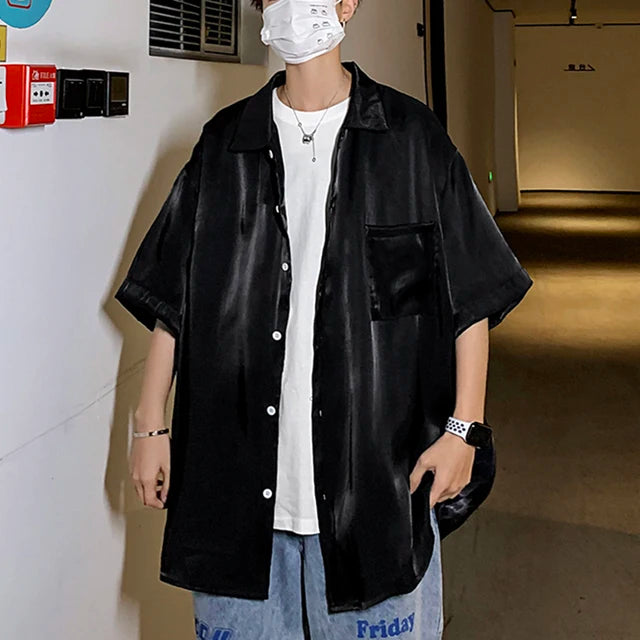 Reflective Design Solid Short Sleeved Shirt