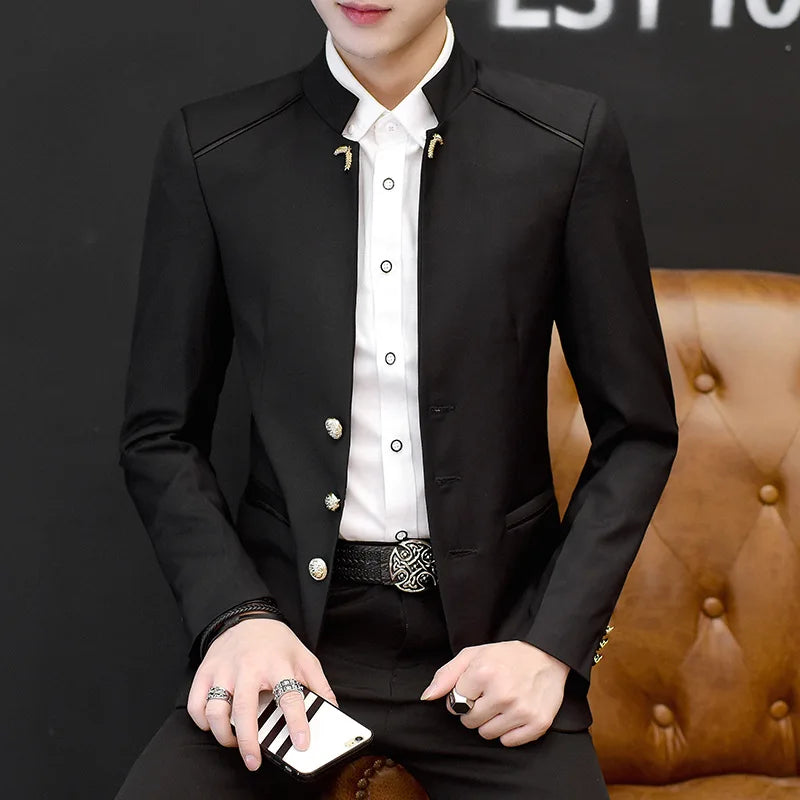 Elegant Badge Buttons Long Sleeve Blazer