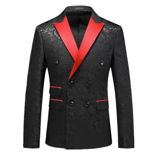 Double Breasted Jacquard Dress Men's Slim Fit Blazer