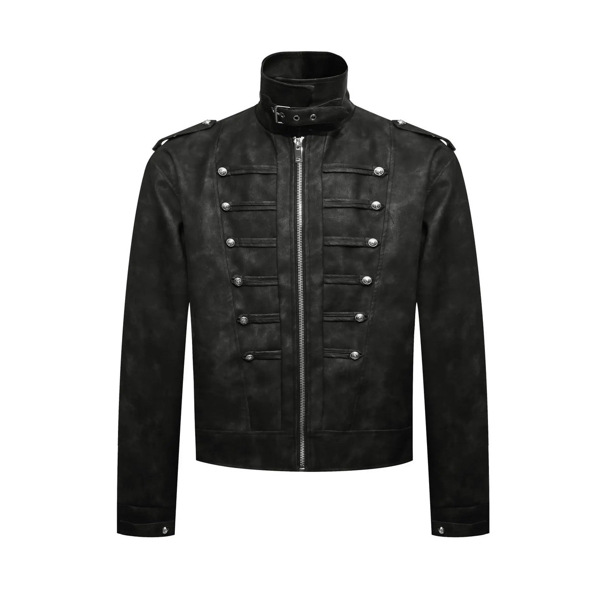 Retro Solid Multi Button Stand Collar Jacket
