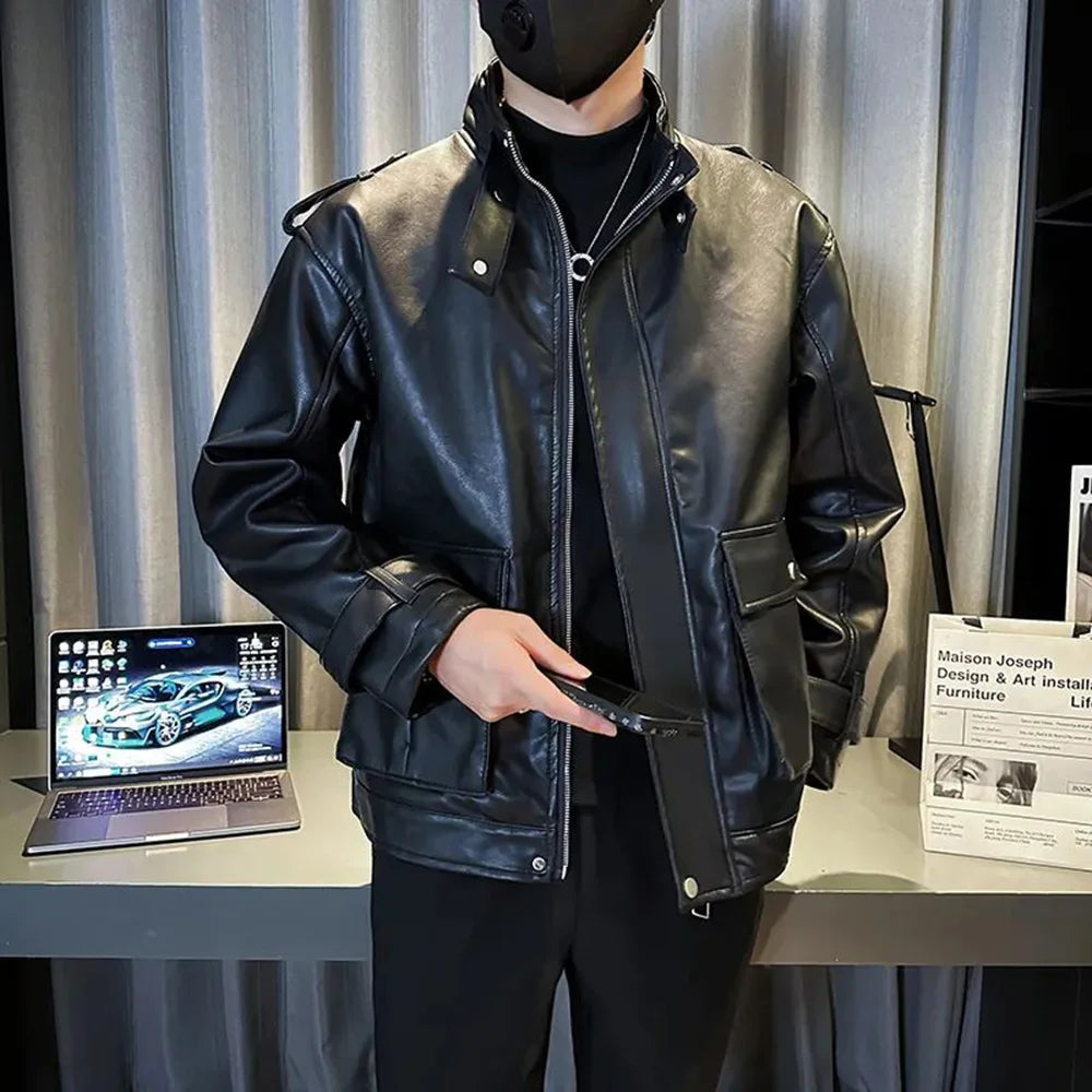 Y2K Pocket Zipper Motorcycle Jacket