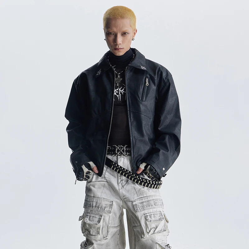 Personalized Embroidery Pattern Leather Jacket