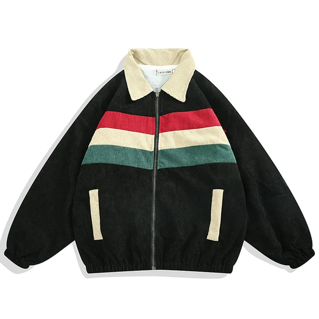 Corduroy Patchwork Retro Loose Jacket