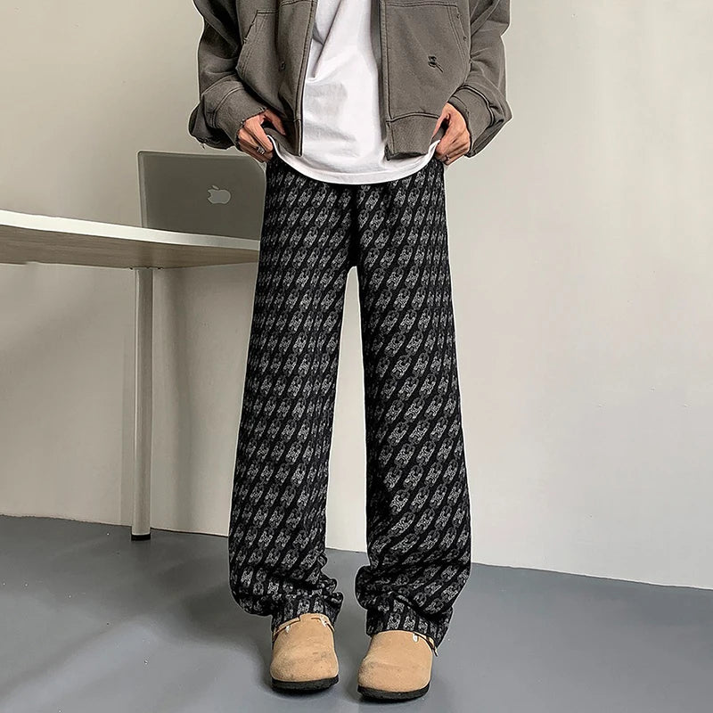 Geometric Printed Straight Loose Men's Jeans