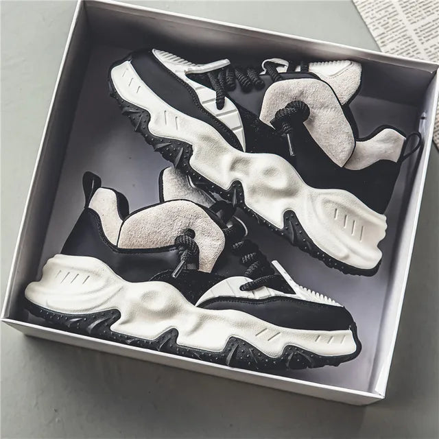 Casual Style Thick Platform Leather Sneakers