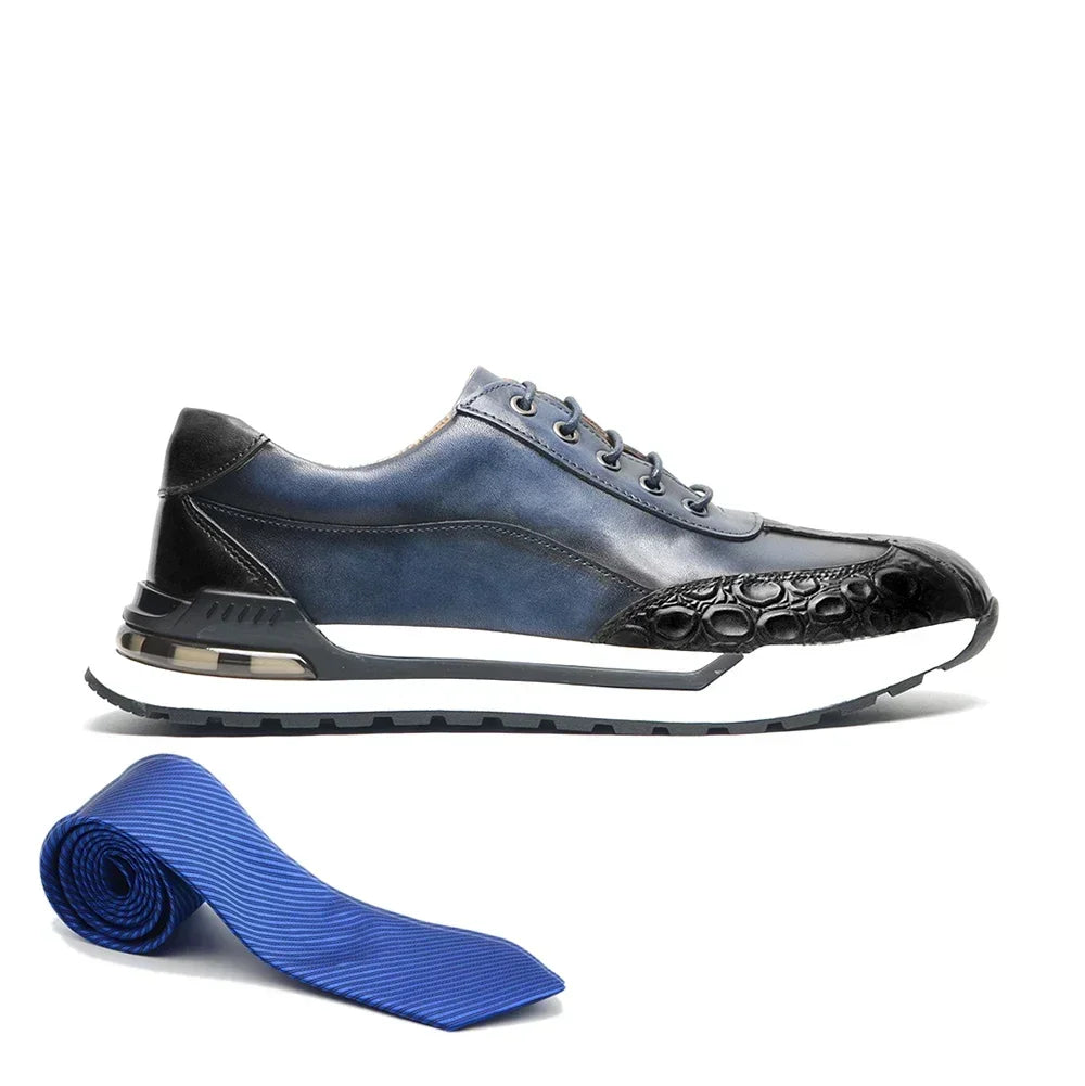 Double Color Crocodile Print Men's Shoes