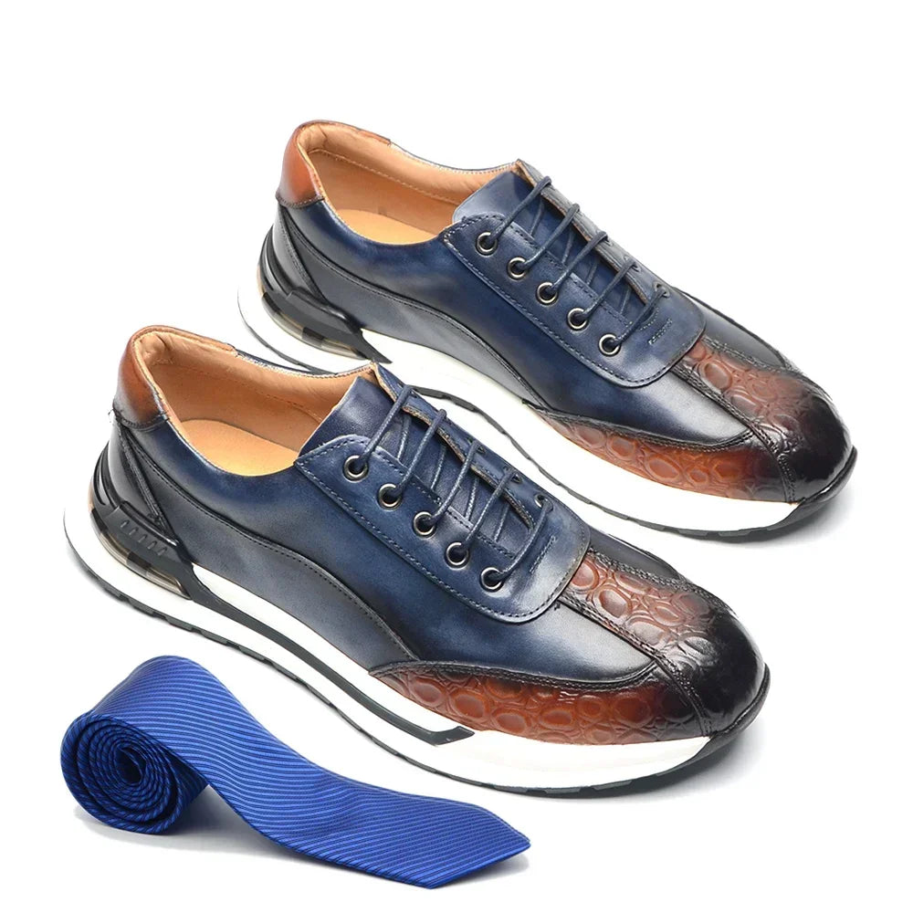 Double Color Crocodile Print Men's Shoes