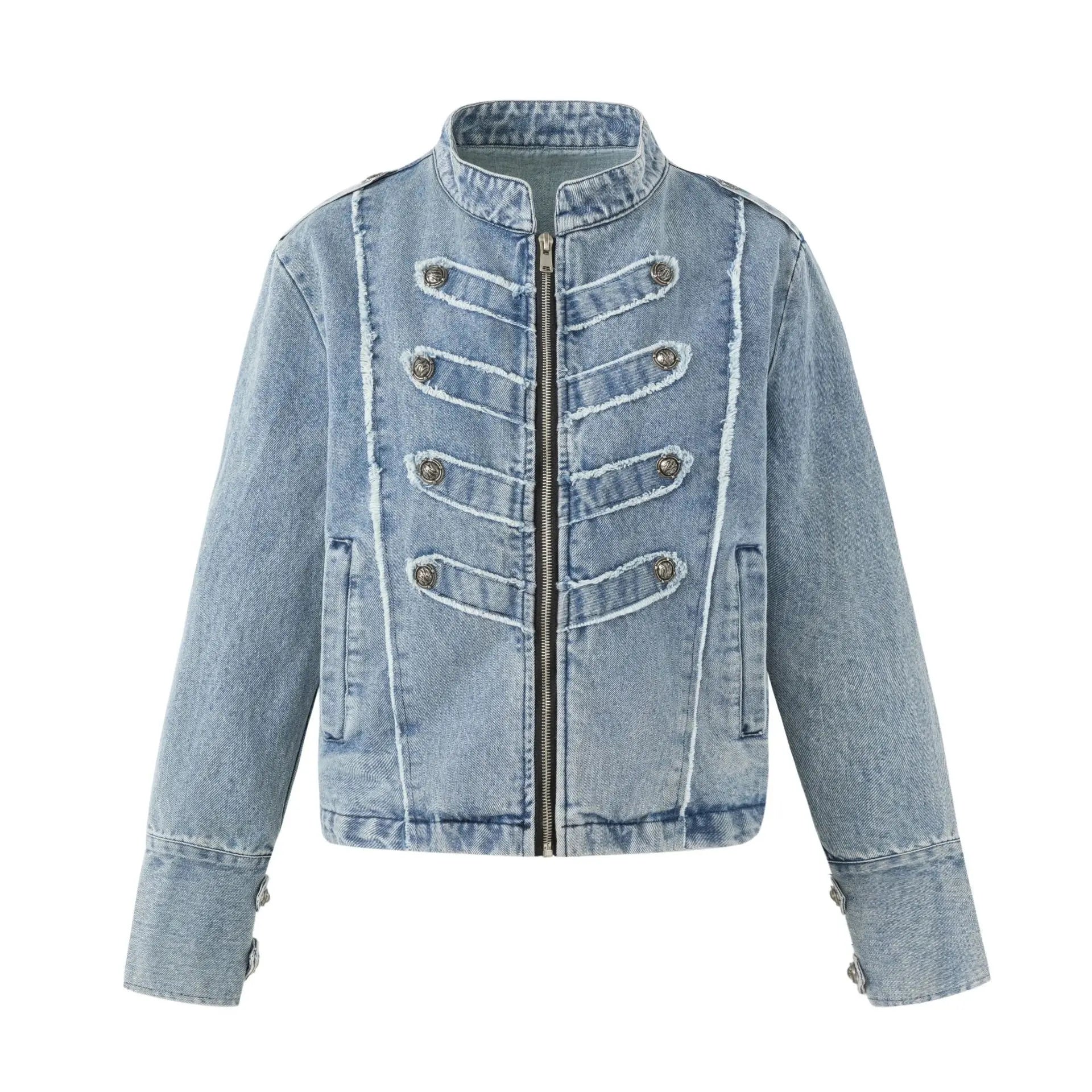 Decorative Button Detailing Denim Jacket