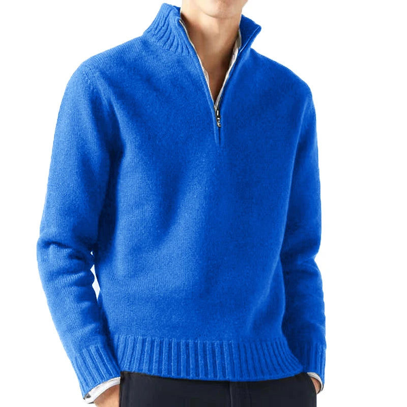 Daily Warm Solid Turtlenecks Half Zip Sweater