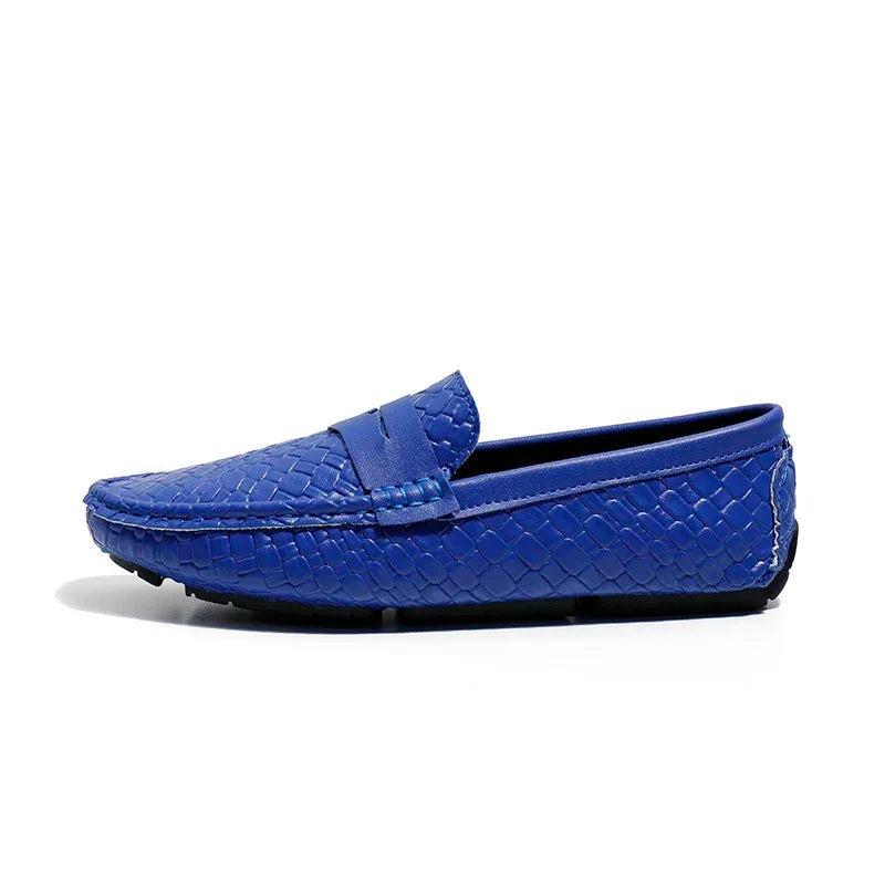 Woven Split Leather Multicolor Loafers