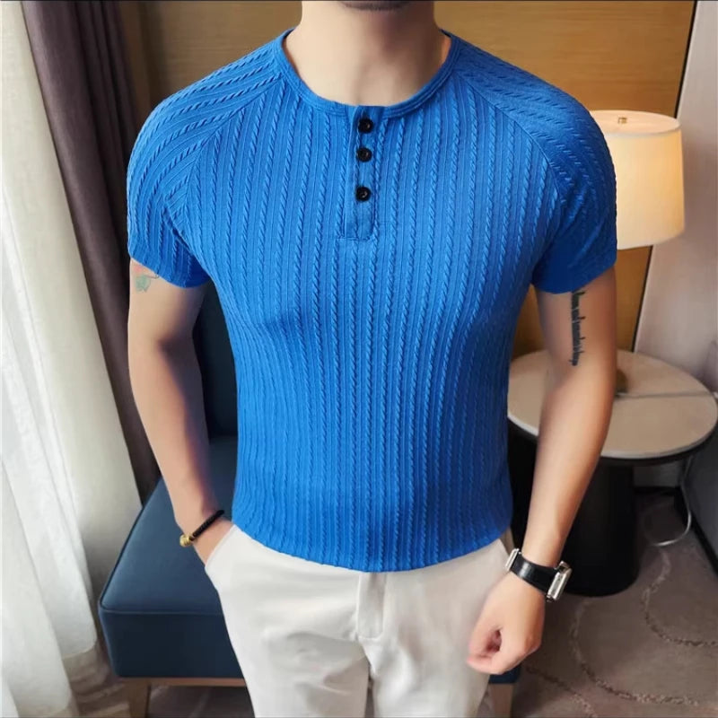 Summer Knitted Button Casual T-Shirt