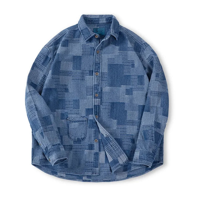 Retro Denim Jacquard Shirt
