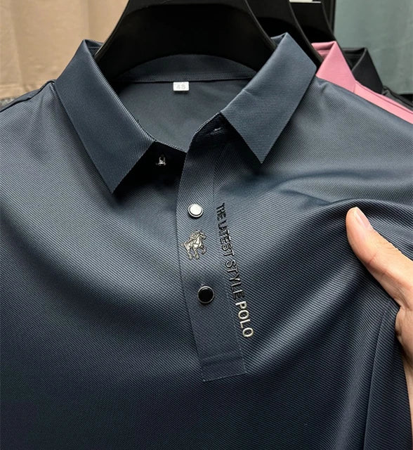 Casual Printed Solid Short Sleeve Polo Shirt