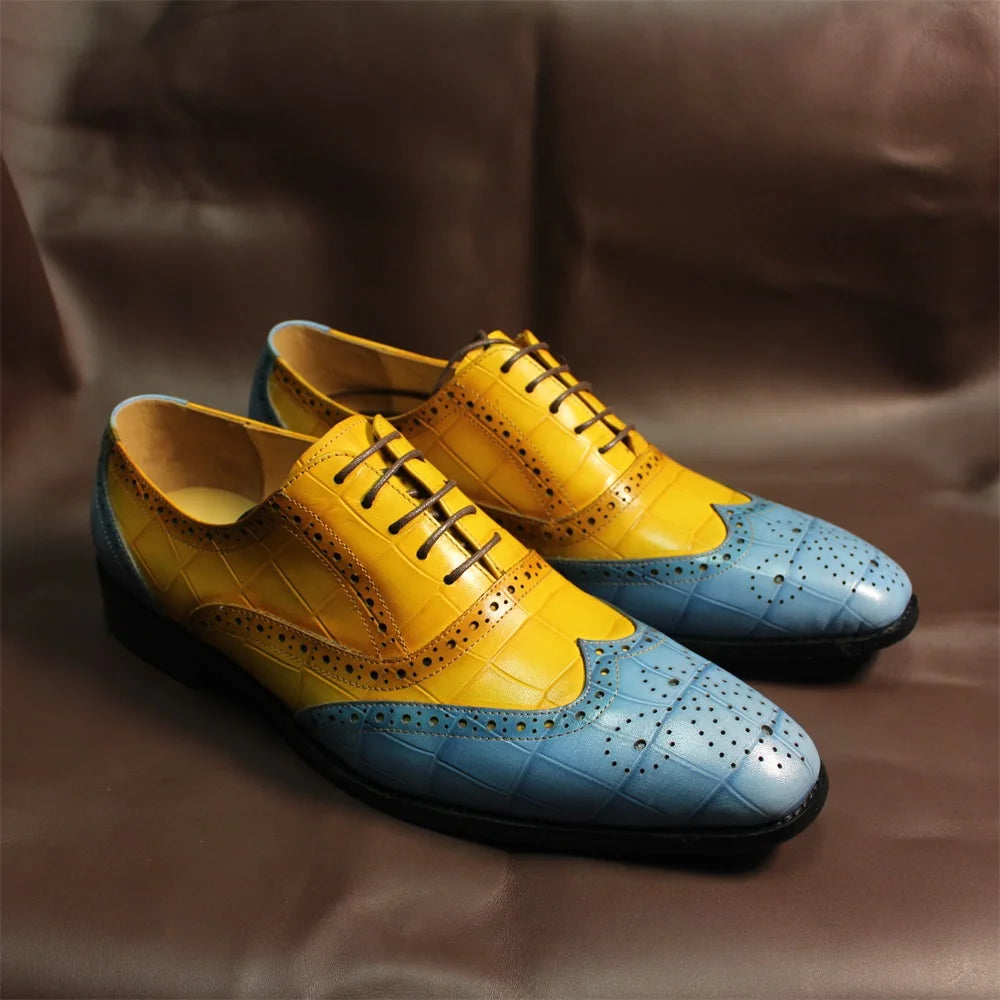 Luxury Mixed Color Men's Leather Oxford Shoes