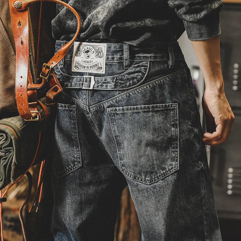Classic Vintage Washed Denim Jeans