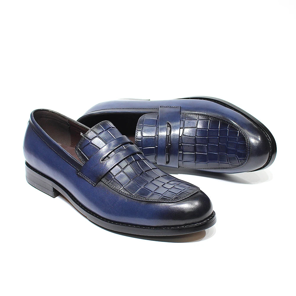 Alligator Print Genuine Leather Dress Loafers